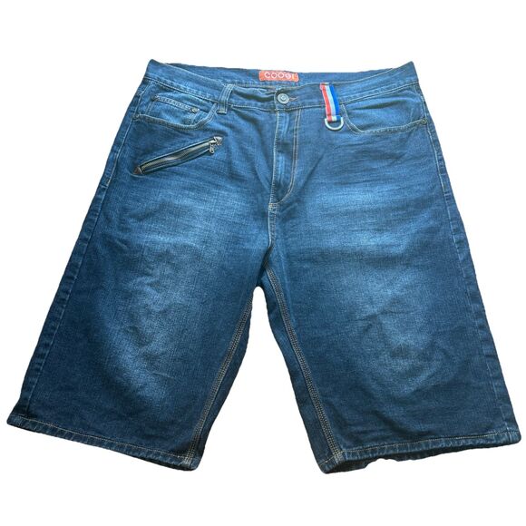 Coogi Men’s Size 40 Baggy Wide Leg Embroidered Denim Jean Shorts 14” Inseam Y2K - Picture 1 of 7